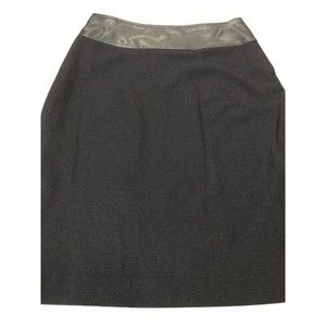 Guzella Women's Skirt Black Textured With Faux Leather Skirt Size 8